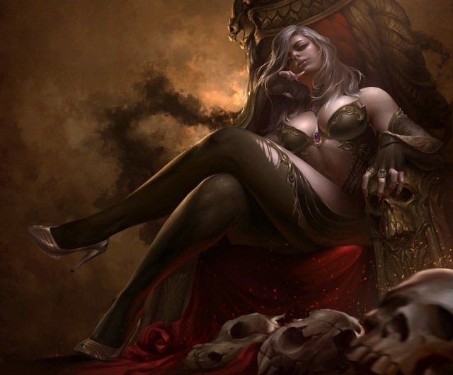 Living-room-home-wall-decoration-fabric-poster-erotic-art-fantasy-sexy-girl-pose-throne-skulls.jpg_640x640.jpg